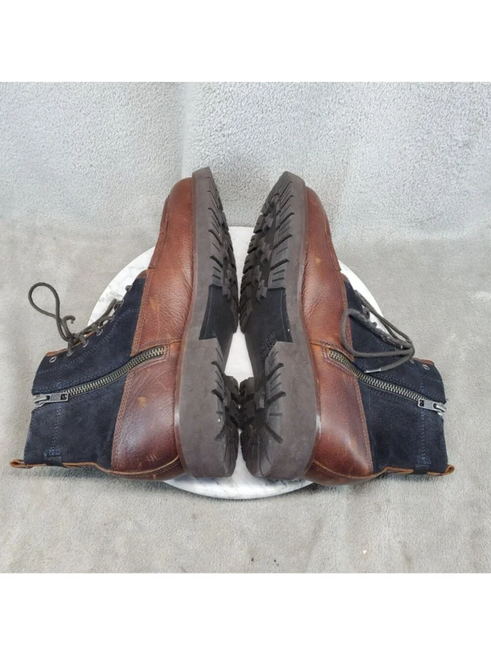 Johnston & Murphu Shoes Mens Size 8 Sanders Brown Black Leather Boots *Read*